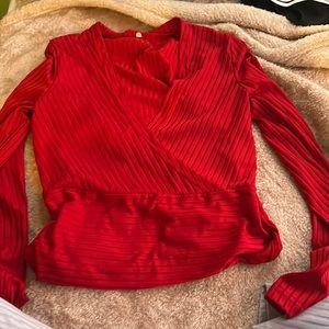 criss cross red shirt